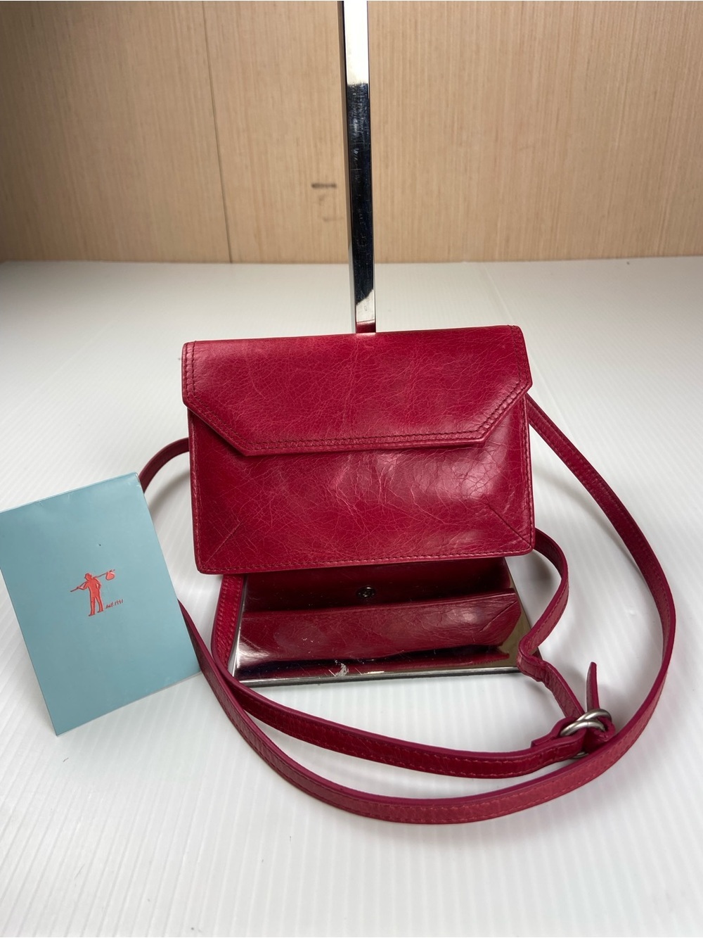 HOBO Leather Passport Crossbody Wallet Berry Pink Travel Organizer